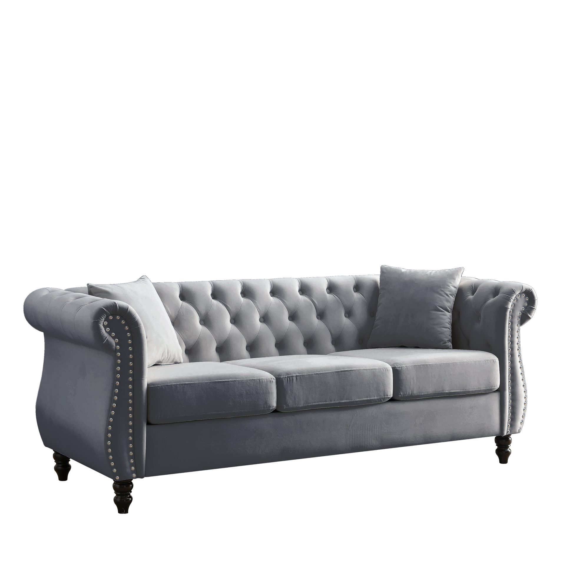 3 Seater 3 Seater Combination Sofa.Grey Velvet W834S00062 Grey Foam Velvet