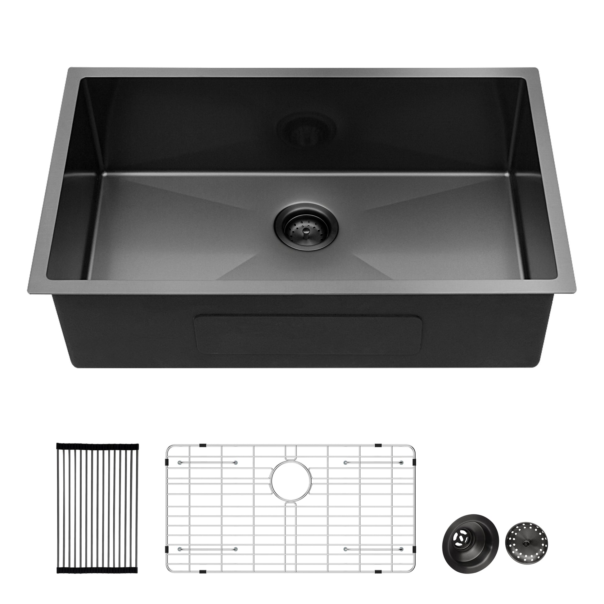 30 Inch Undermount Sink 30"X18"X10" Gunmetal Black Undermount Kitchen Sink 16 Gauge 10 Inch Deep Single Bowl Kitchen Sink Basin Gunmetal Black Stainless Steel