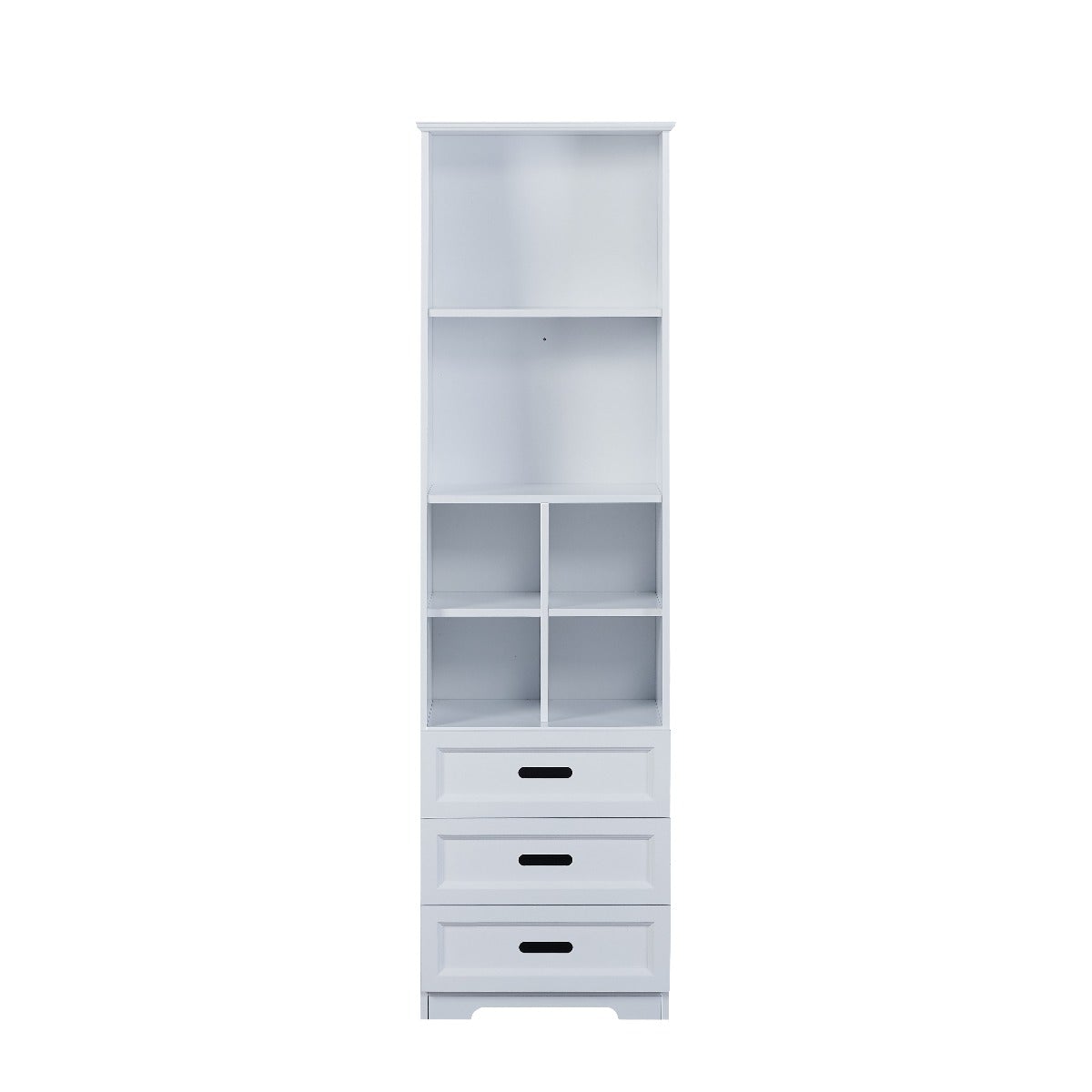 White Bookcase Book Shelf Storage Unit With Book Display Organizer Drawers Classic White Color White Mdf