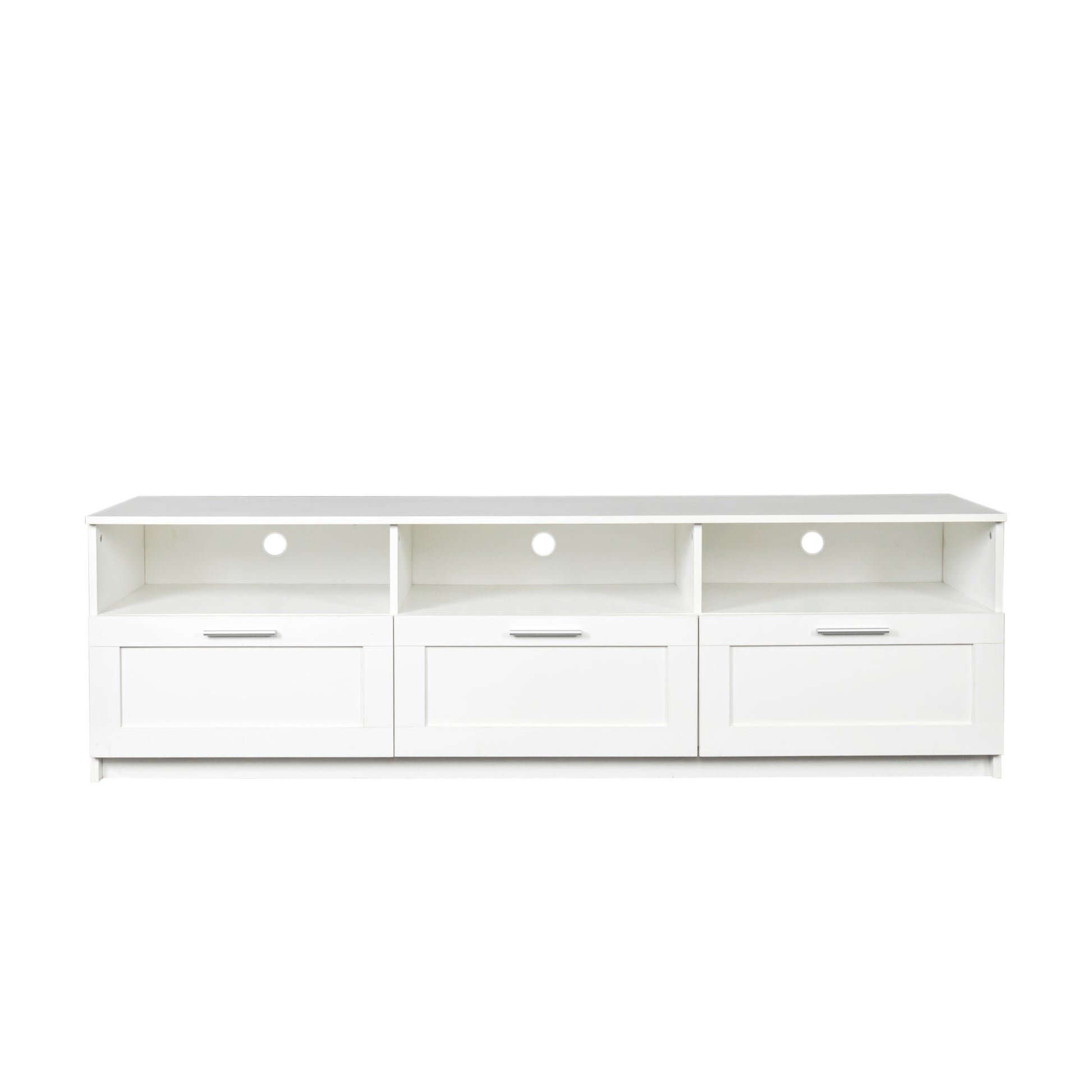 White Modern Minimalist Tv Cabinet 80 Inch Tv Stand, Open Locker Living Room Bedroom White Mdf