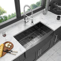 36 Gunmetal Black Farmhouse Sink 36 Inch Kitchen Sink Stainless Steel 16 Gauge Apron Front Kitchen Sink Gunmetal Black Stainless Steel