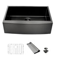 33 Gunmetal Black Farmhouse Sink 33 Inch Kitchen Sink Stainless Steel 16 Gauge Apron Front Kitchen Sink Gunmetal Black Stainless Steel