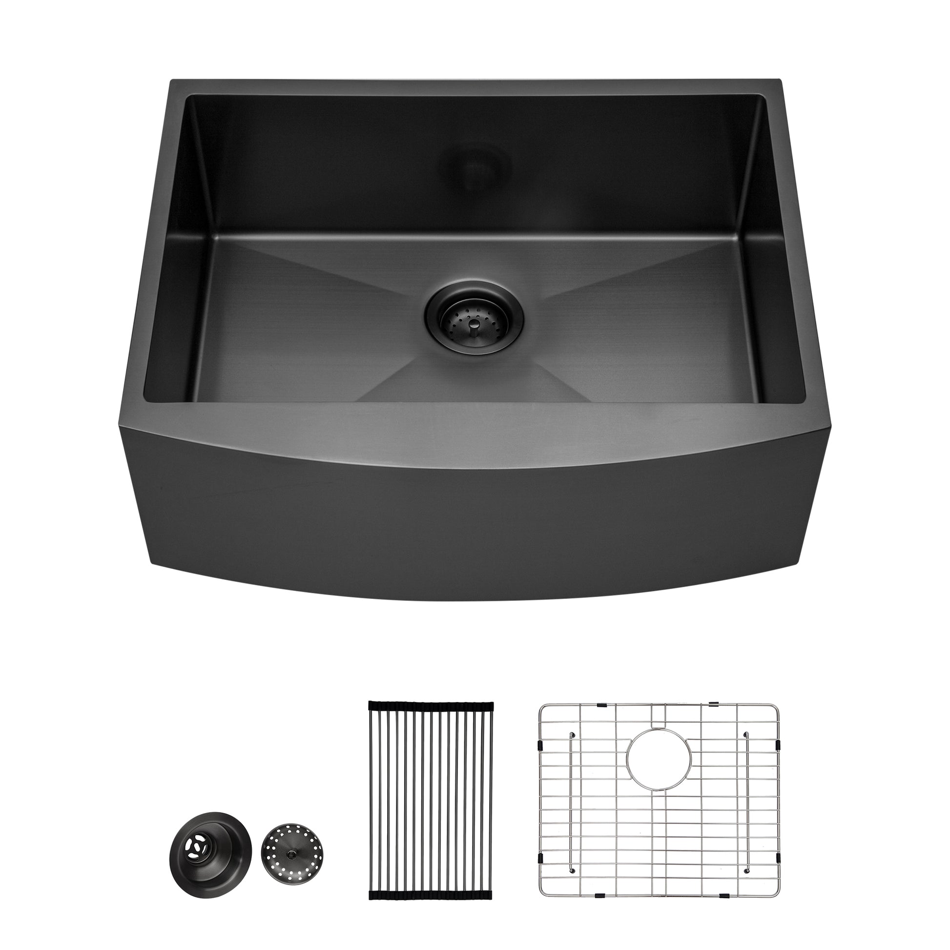 24 Gunmetal Black Farmhouse Sink 24 Inch Kitchen Sink Stainless Steel 16 Gauge Apron Front Kitchen Sink Gunmetal Black Stainless Steel