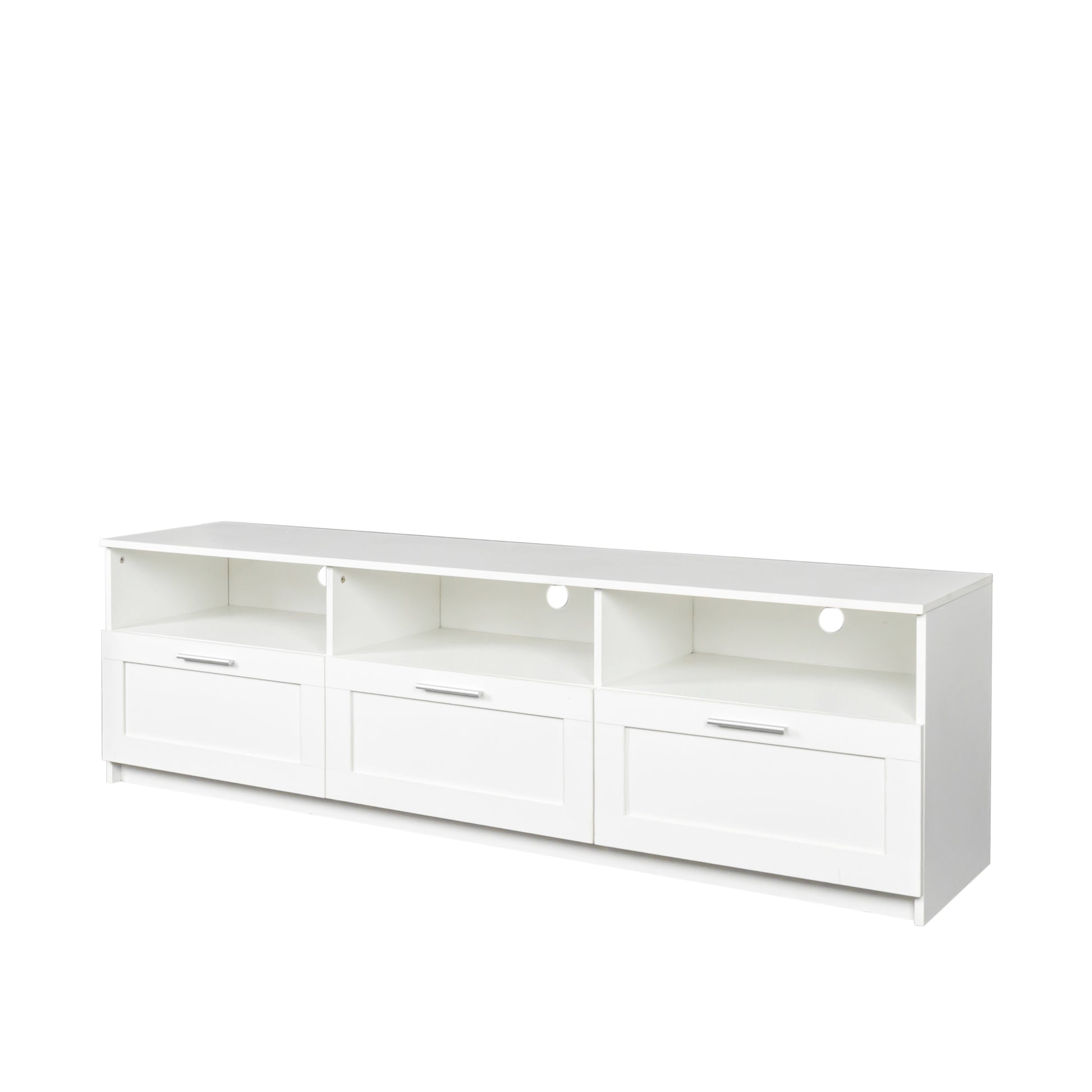 White Modern Minimalist Tv Cabinet 80 Inch Tv Stand, Open Locker Living Room Bedroom White Mdf