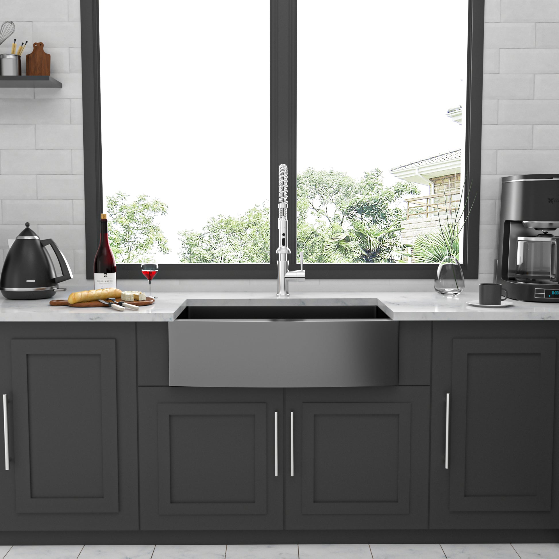 33 Gunmetal Black Farmhouse Sink 33 Inch Kitchen Sink Stainless Steel 16 Gauge Apron Front Kitchen Sink Gunmetal Black Stainless Steel