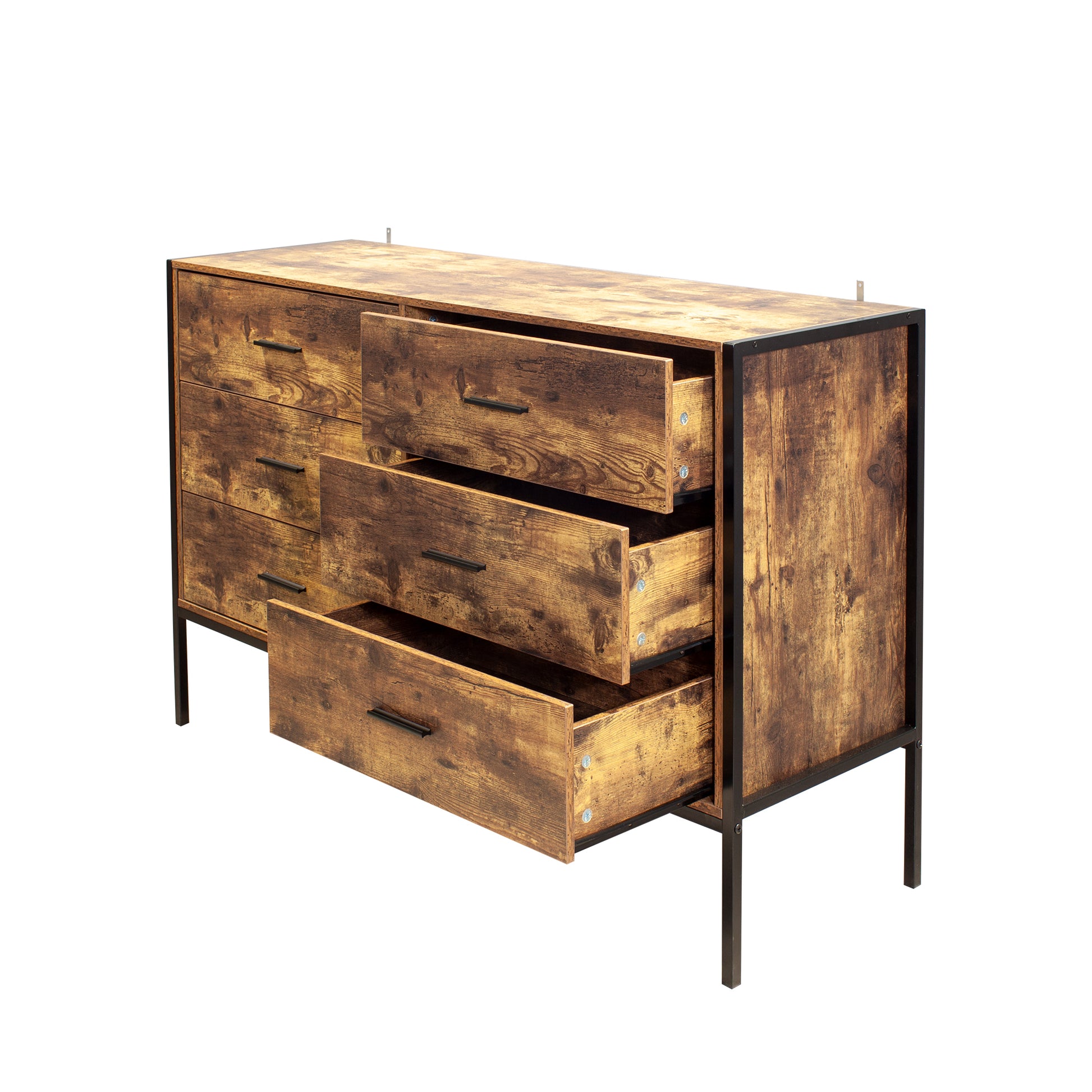 Set Of 2 Pcs Nightstand,Industrial Style - Rustic 2: Rustic Brown-Mdf Set Of 2 Pcs Nightstand,Industrial Style - Rustic 2: Rustic Brown-Mdf