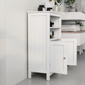 Bathroom Floor Cabinet Freestanding 2 Doors And 2 Shelfs Wood Storage Organizer Cabinet For Bathroom And Living Room White White Mdf