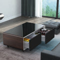 Modern Smart Coffee Table with Built in Fridge black brown-built-in outlets or usb-primary