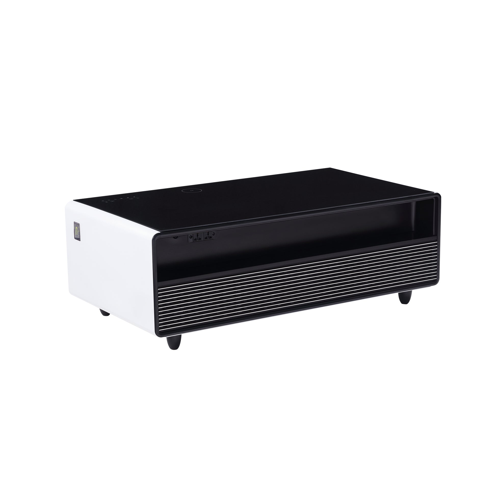 Modern Smart Coffee Table with Built in Fridge white+black-built-in outlets or usb-primary