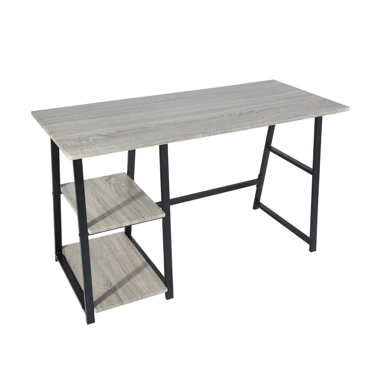 47.4"W X 19.7"D X 28.9"H Wooden Desk with 2 Storage grey-mdf-metal & wood