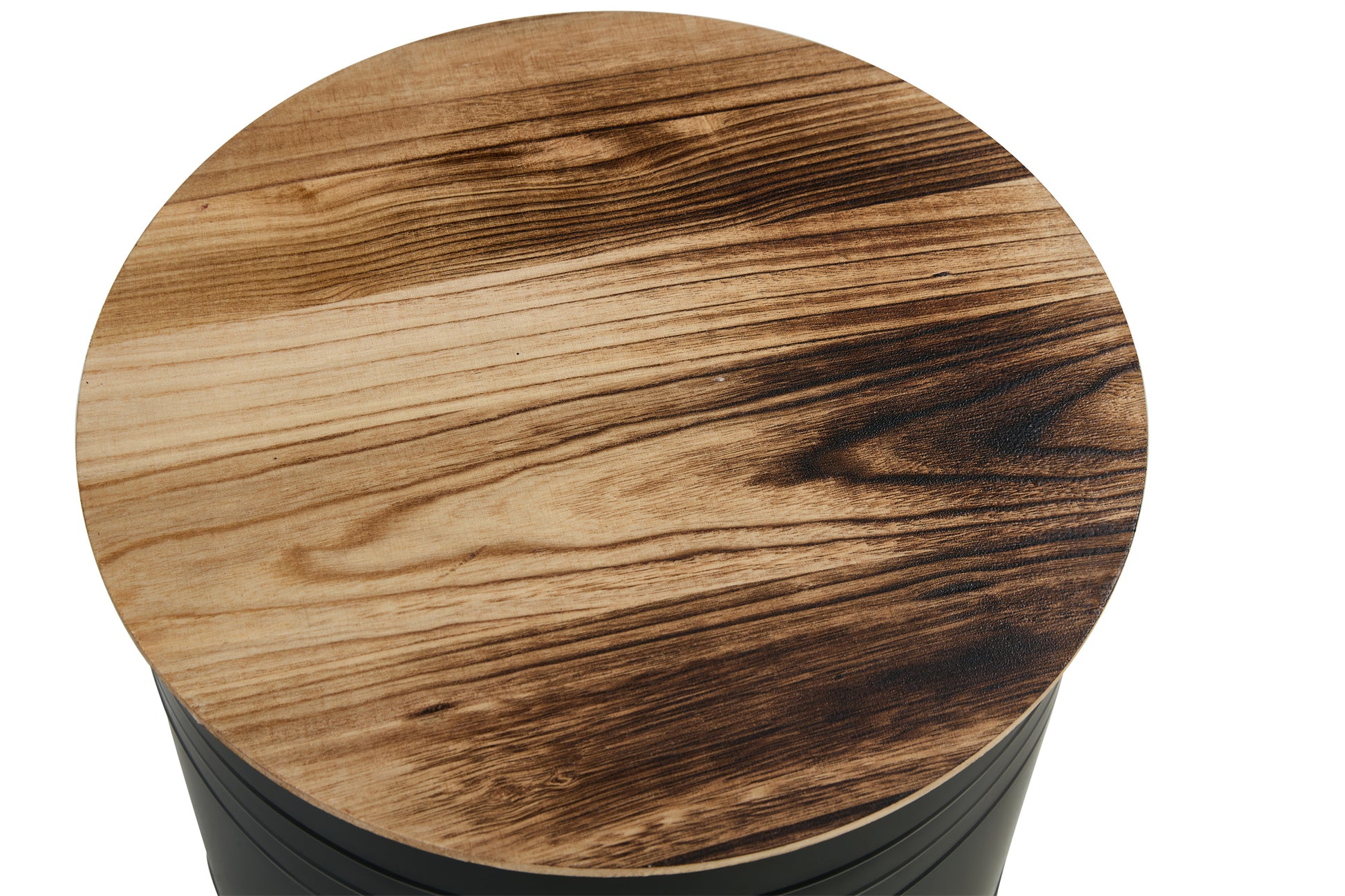 Farmhouse Rustic Distressed Metal Accent Cocktail Table With Wood Top Blk, Set Of 2 Black Steel