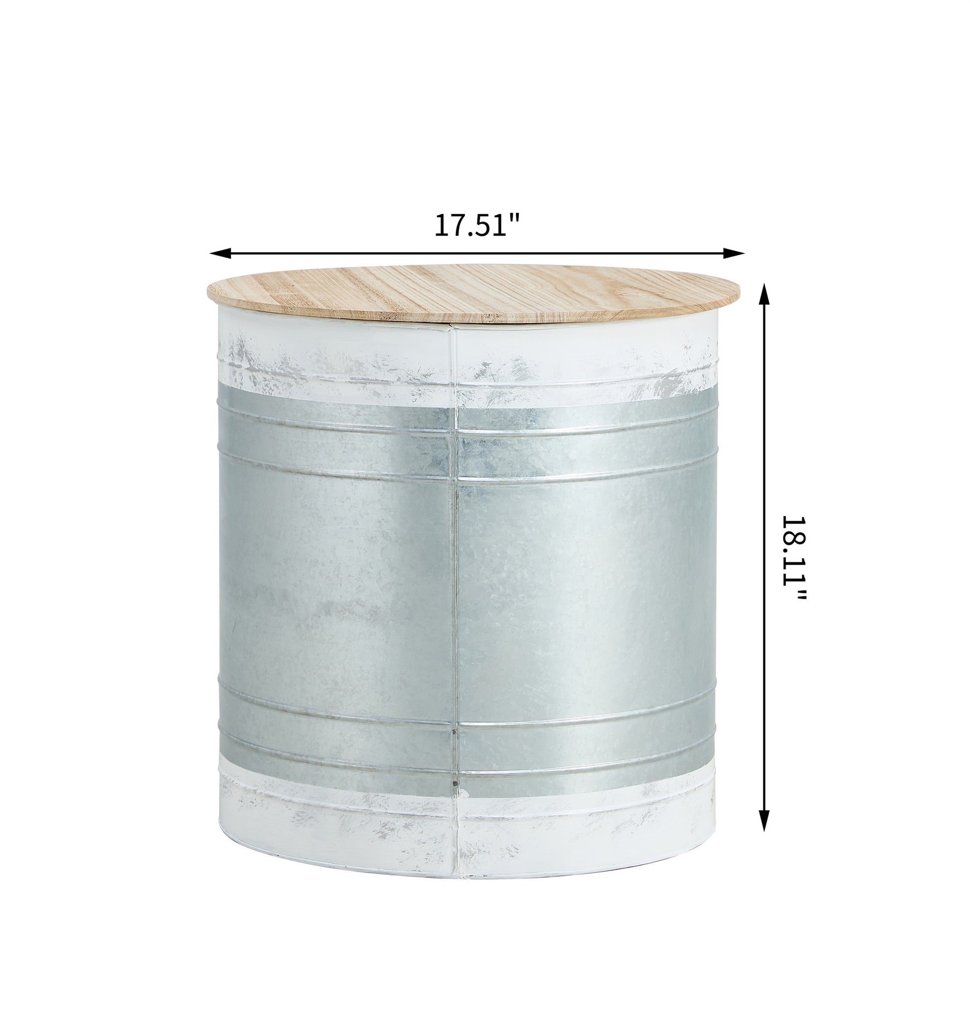 Farmhouse Rustic Distressed Metal Accent Cocktail Table With Wood Top Wht, Set Of 2 Antique White Steel