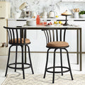 24'' Swivel Counter Height Bar Stools Set of 2, Brown brown-steel-upholstered