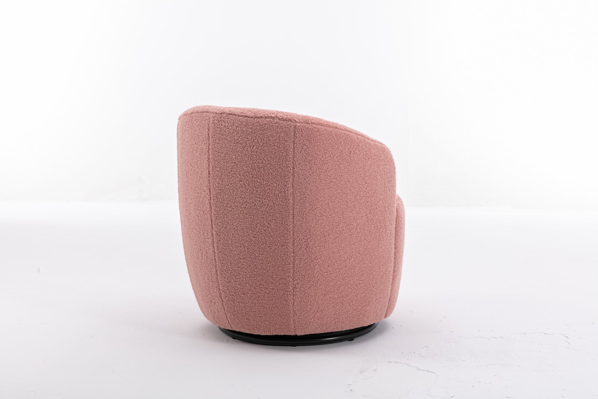 Teddy Fabric Swivel Accent Armchair Barrel Chair With Black Powder Coating Metal Ring,Light Pink Light Pink,Light Pink Foam,Foam Wool,Wool