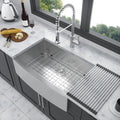 33 Farmhouse Sink 33 Inch Kitchen Sink Stainless Steel 18 Gauge Apron Front Kitchen Sink Brushed Nickel Stainless Steel