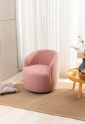 Teddy Fabric Swivel Accent Armchair Barrel Chair With Black Powder Coating Metal Ring,Light Pink Light Pink,Light Pink Foam,Foam Wool,Wool