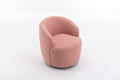 Teddy Fabric Swivel Accent Armchair Barrel Chair With Black Powder Coating Metal Ring,Light Pink Light Pink,Light Pink Foam,Foam Wool,Wool