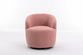 Teddy Fabric Swivel Accent Armchair Barrel Chair With Black Powder Coating Metal Ring,Light Pink Light Pink,Light Pink Foam,Foam Wool,Wool