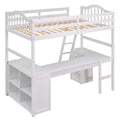 Twin Size Loft Bed With Drawers, Cabinet, Shelves And Desk, Wooden Loft Bed With Desk White Old Sku :Lt000505Aak White Solid Wood