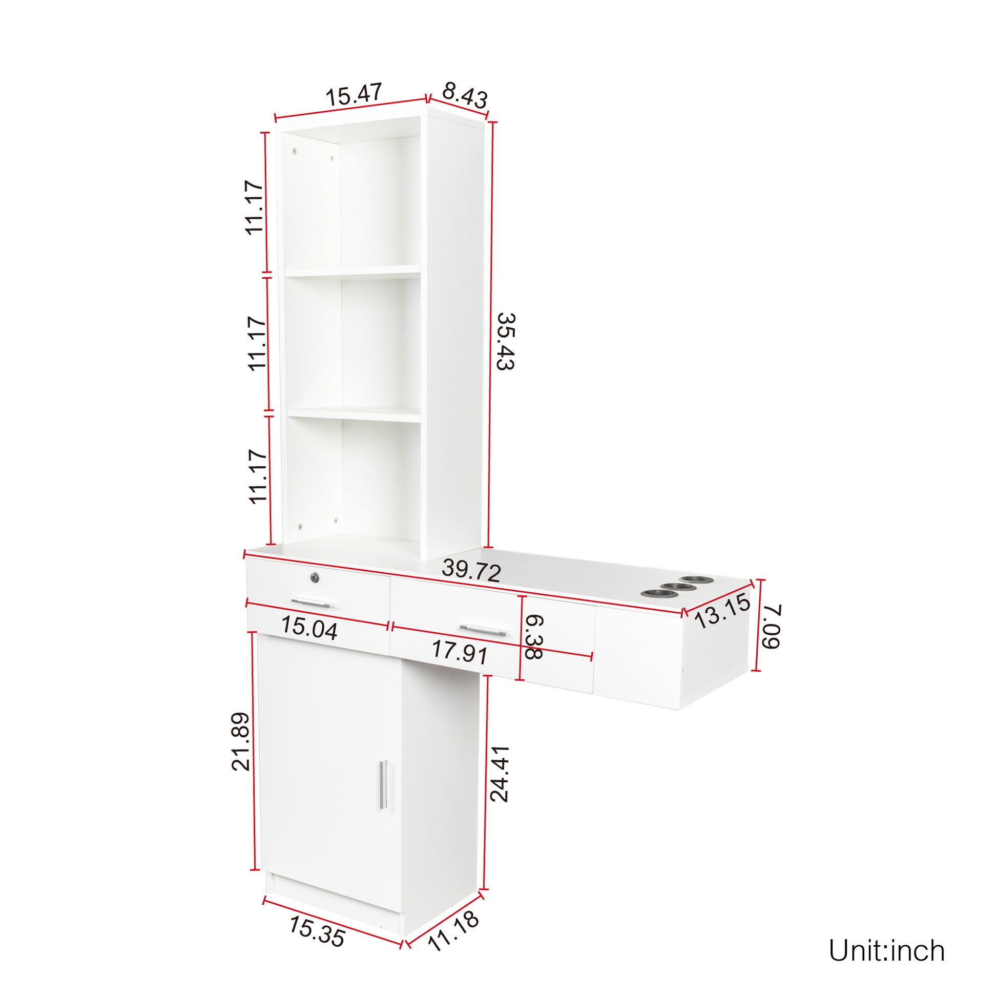 White Modern Simple Hair Desk, Multi Layer Storage, Large Storage Space White Mdf