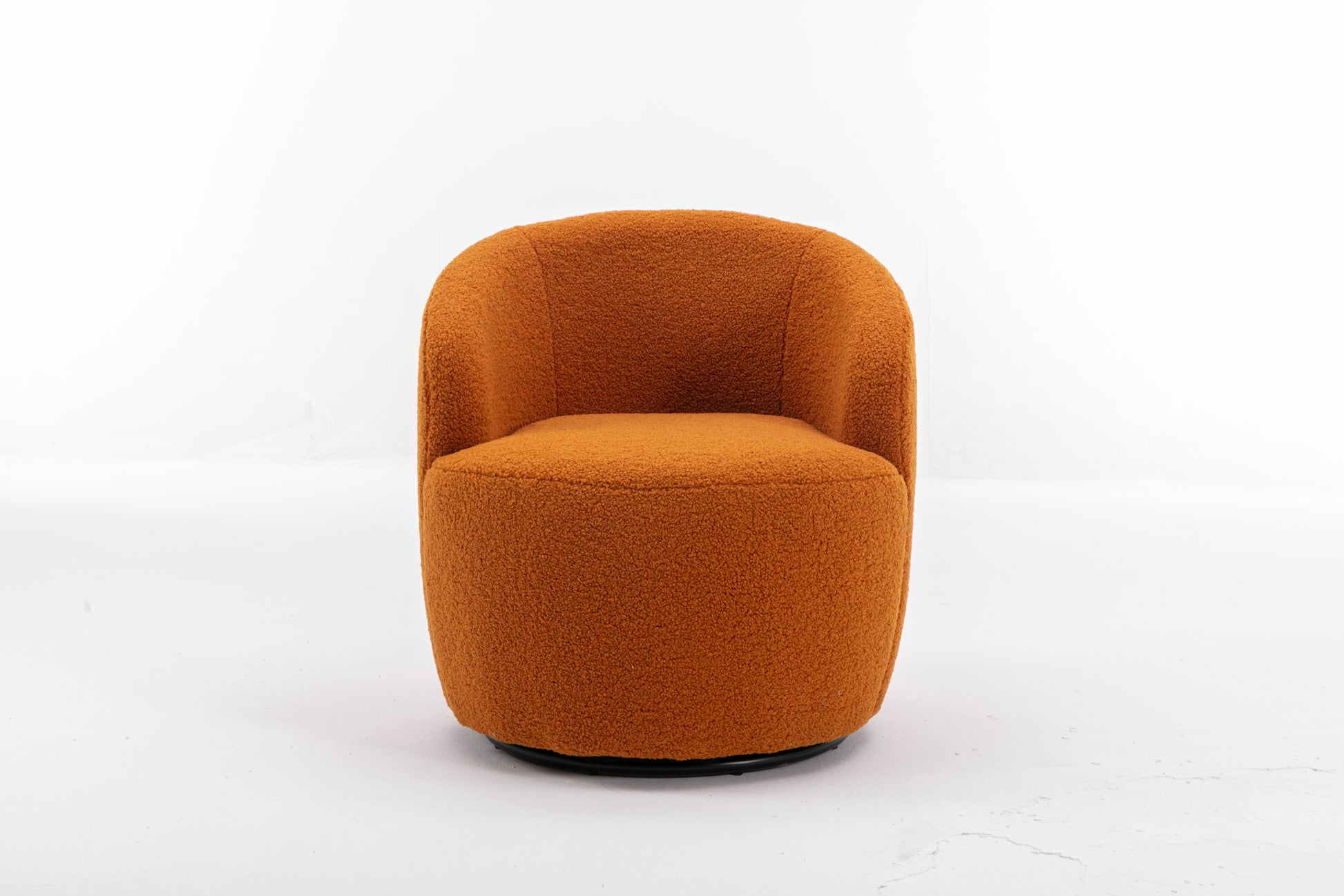 Teddy Fabric Swivel Accent Armchair Barrel Chair With Black Powder Coating Metal Ring,Caramel Caramel Foam Wool