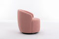 Teddy Fabric Swivel Accent Armchair Barrel Chair With Black Powder Coating Metal Ring,Light Pink Light Pink,Light Pink Foam,Foam Wool,Wool