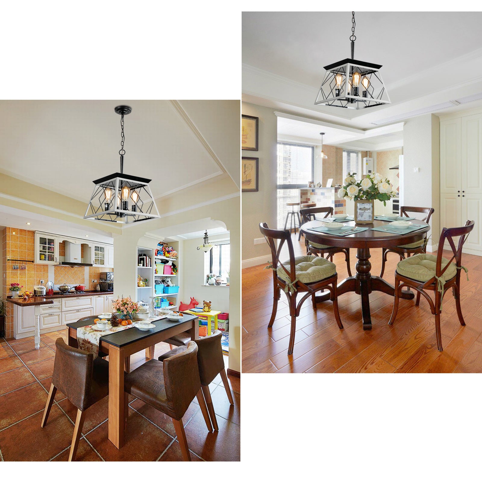 4 Light Farmhouse Chandeliers For Dining Room White No Bulbs White Ceiling Lights Traditional Metal