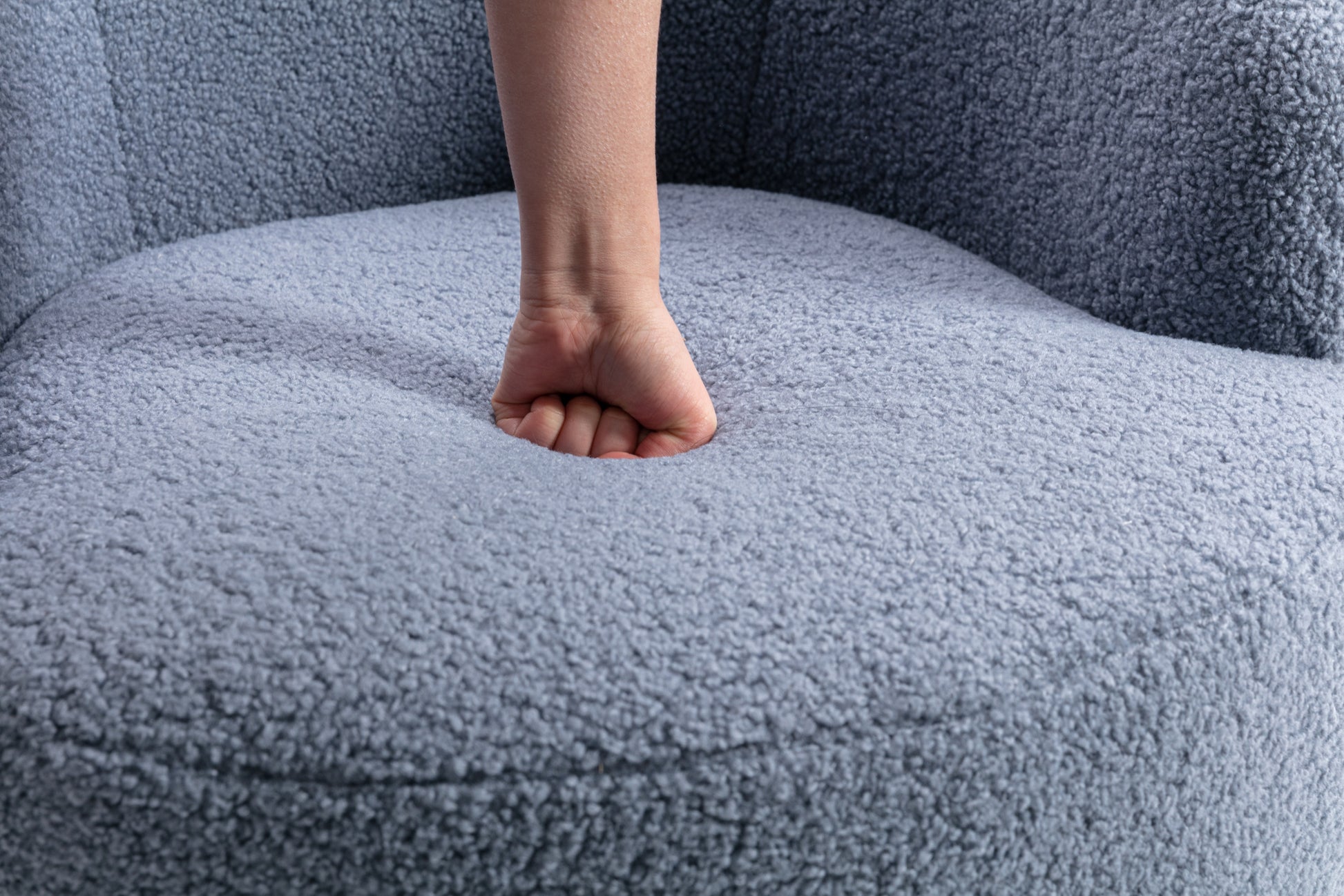 Teddy Fabric Swivel Accent Armchair Barrel Chair With Black Powder Coating Metal Ring,Light Blue Light Blue Foam Wool