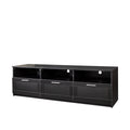 Black Modern Minimalist Tv Cabinet 80 Inch Tv Stand, Open Locker Living Room Bedroom Black Mdf