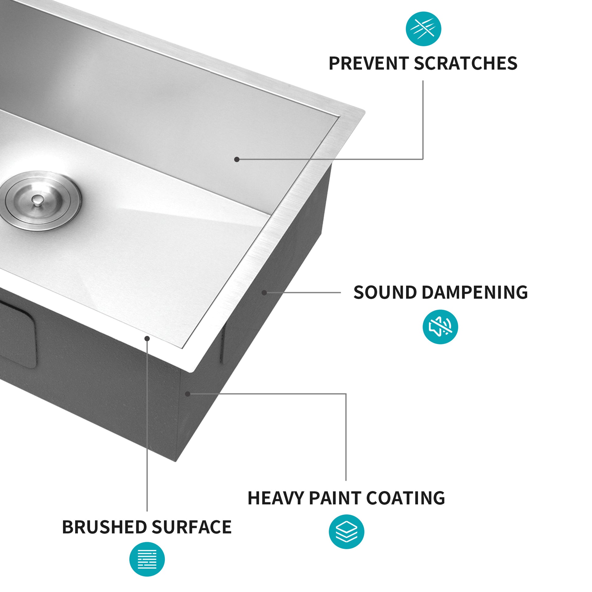 30 Inch Undermount Sink 30"X18"X9" Undermount Stainless Steel Kitchen Sink 18 Gauge 9 Inch Deep Single Bowl Kitchen Sink Basin Brushed Nickel Stainless Steel