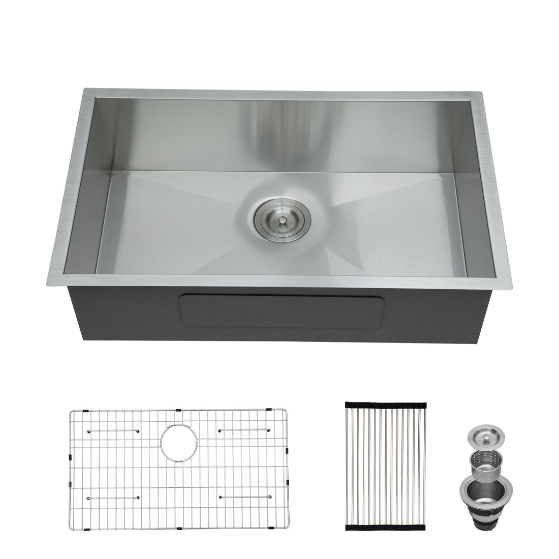 30 Inch Undermount Sink 30"X18"X9" Undermount Stainless Steel Kitchen Sink 18 Gauge 9 Inch Deep Single Bowl Kitchen Sink Basin Brushed Nickel Stainless Steel