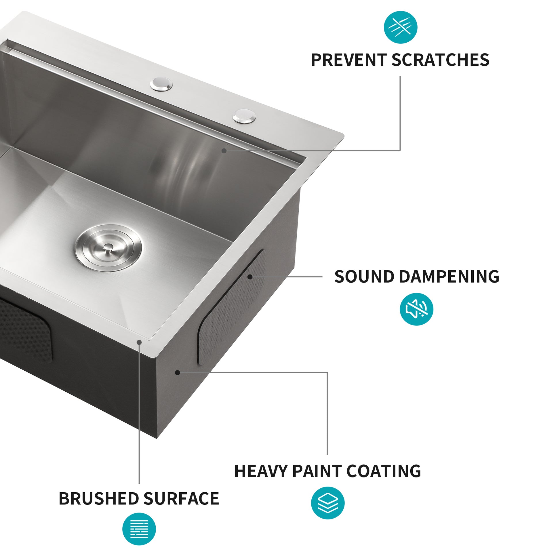 28 Inch Drop In Kitchen Sink 28 "X 22" Kitchen Sink Stainless Steel 16 Gauge Workstation Sink Drop In Topmount Single Bowl Kitchen Sink Brushed Nickel Stainless Steel