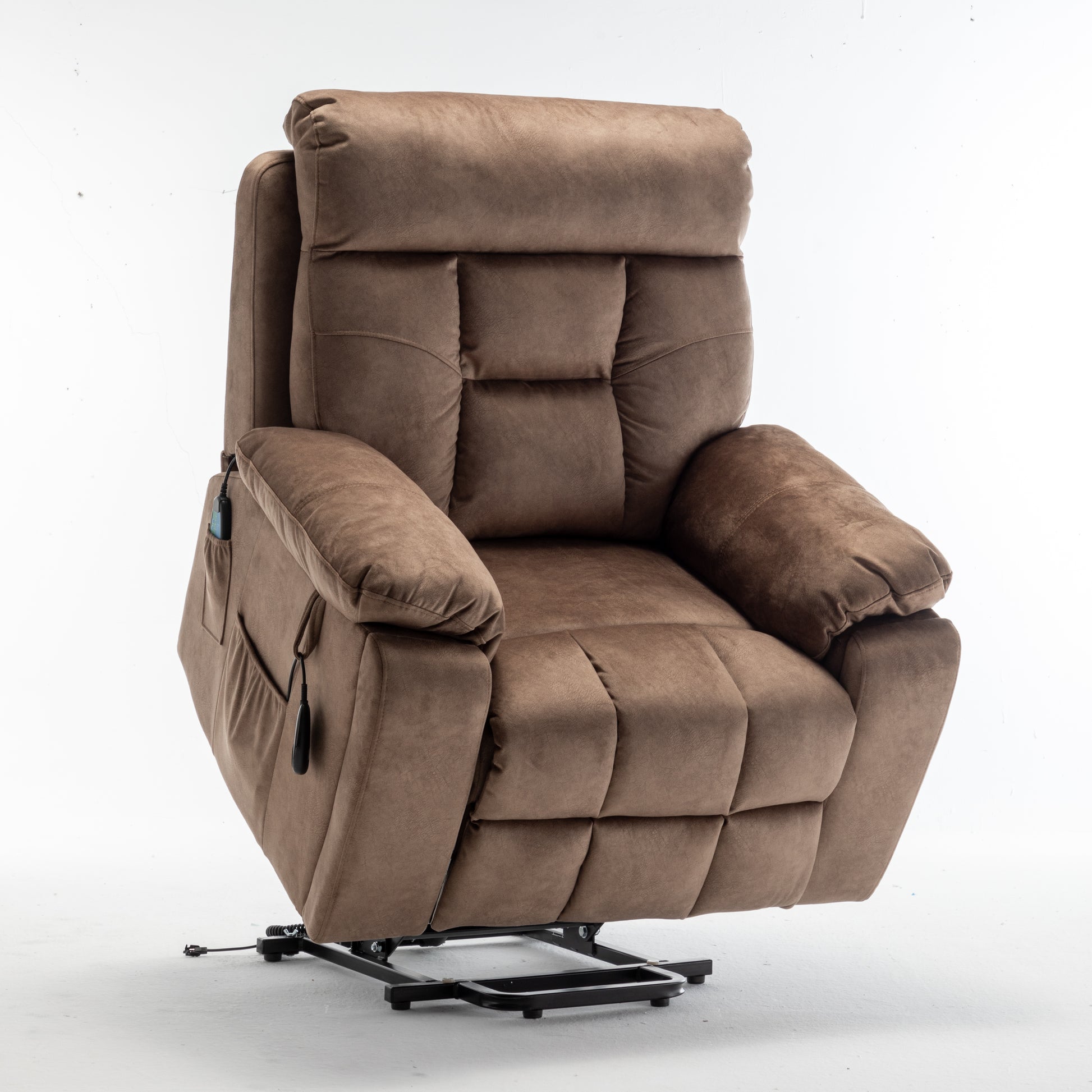 Recliners Lift Chair Relax Sofa Chair Livingroom Furniture Living Room Power Electric Reclining For Elderly Antique Brown Cotton Velvet