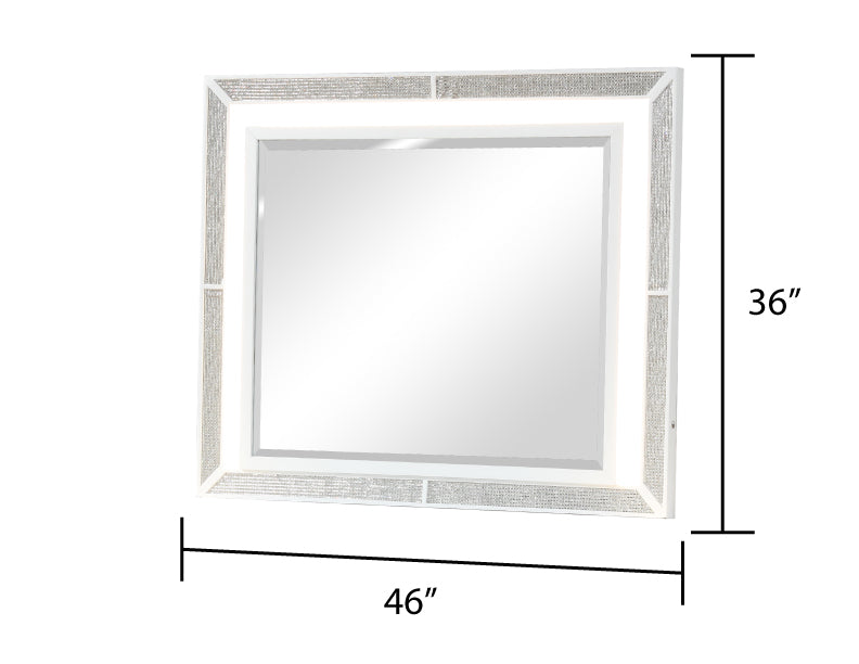 Crystal Queen 5 Pc Storage Wood Bedroom Set Finished In White Box Spring Not Required Queen White Wood 5 Piece Set Bedroom Bed Included,Chest Included,Dresser Included,Mirror Included,Nightstand Included Contemporary,Modern Built In Lighting Wood
