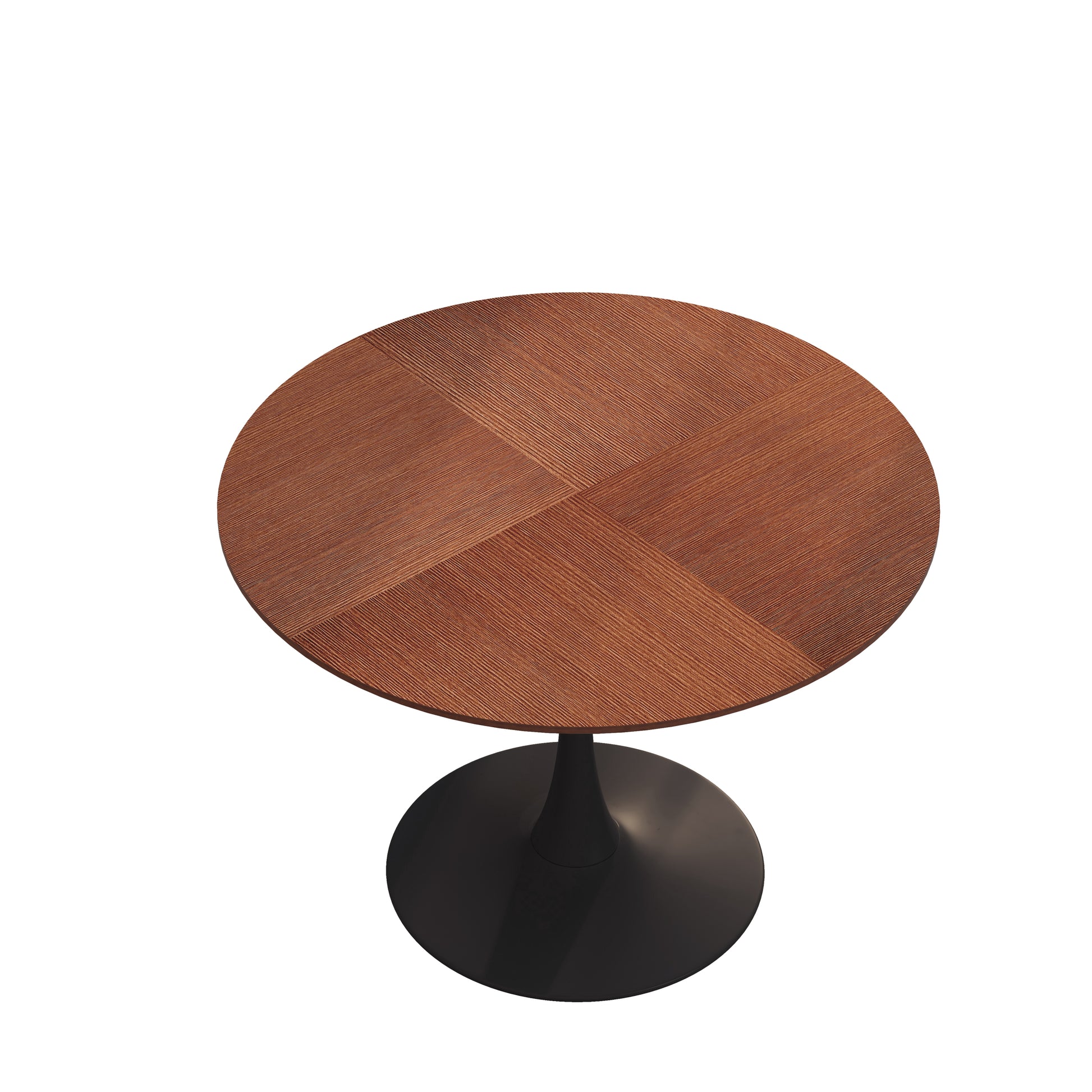 42"Modern Round Dining Table With Printed Oak Color Grain Table Top,Metal Base Dining Table, End Table Leisure Coffee Table Oak Mdf