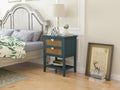 2 Drawer Side Table,Naturel Rattan,End Table,Suitable For Bedroom, Living Room, Study Green Mdf