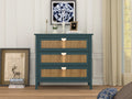 3 Drawer Cabinet,Natural Rattan,American Furniture,Suitable For Bedroom, Living Room, Study Green Mdf