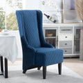23.03''Wide High Back Velvet Accent Chair, Comfy High Wingback Chair, Living Room Chair With Soft Padded & Wooden Legs, Modern Side Chair For Living Room, Bedroom, Blue Blue Foam Fabric