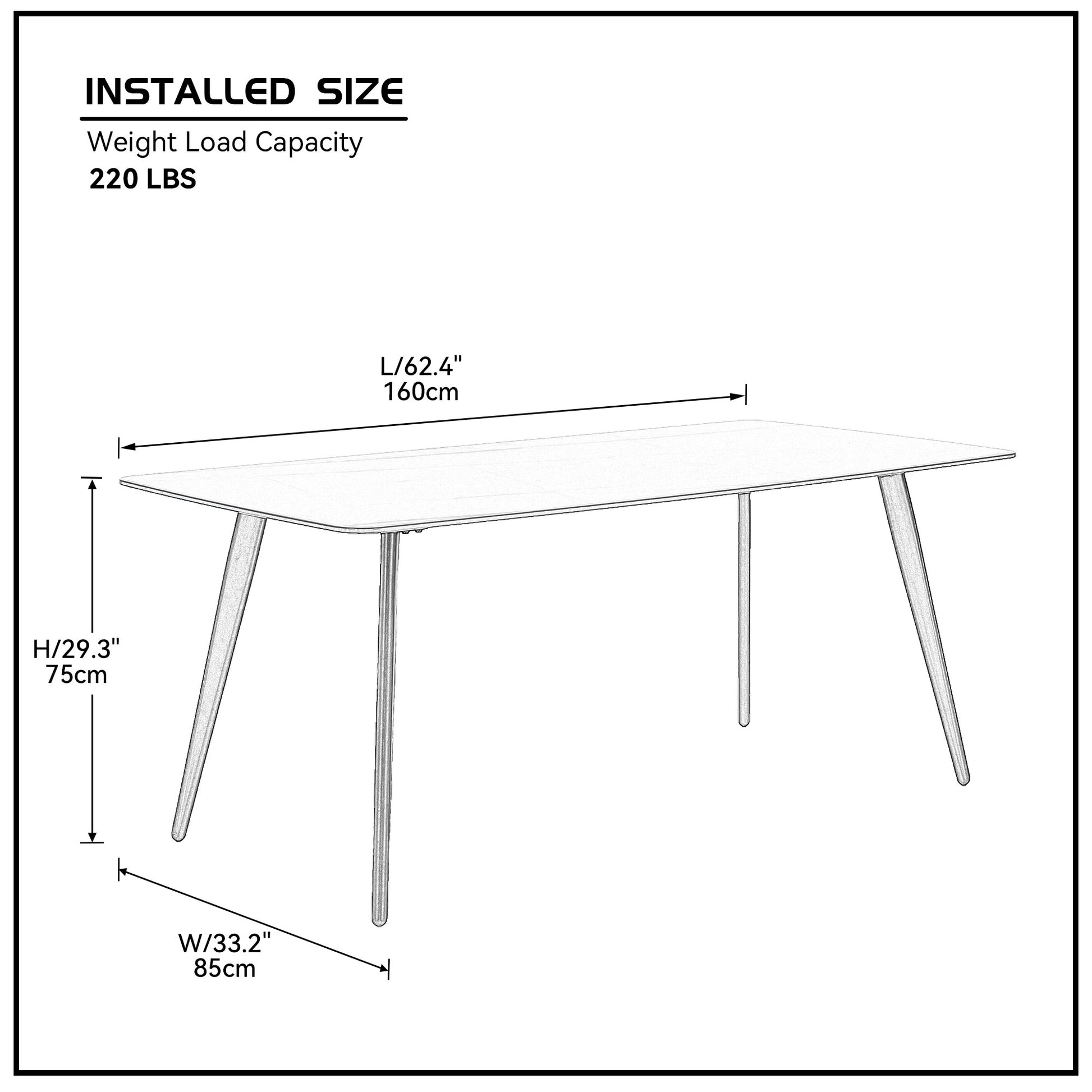 Porcelain Dining Table White 63'' White Foam Ceramic