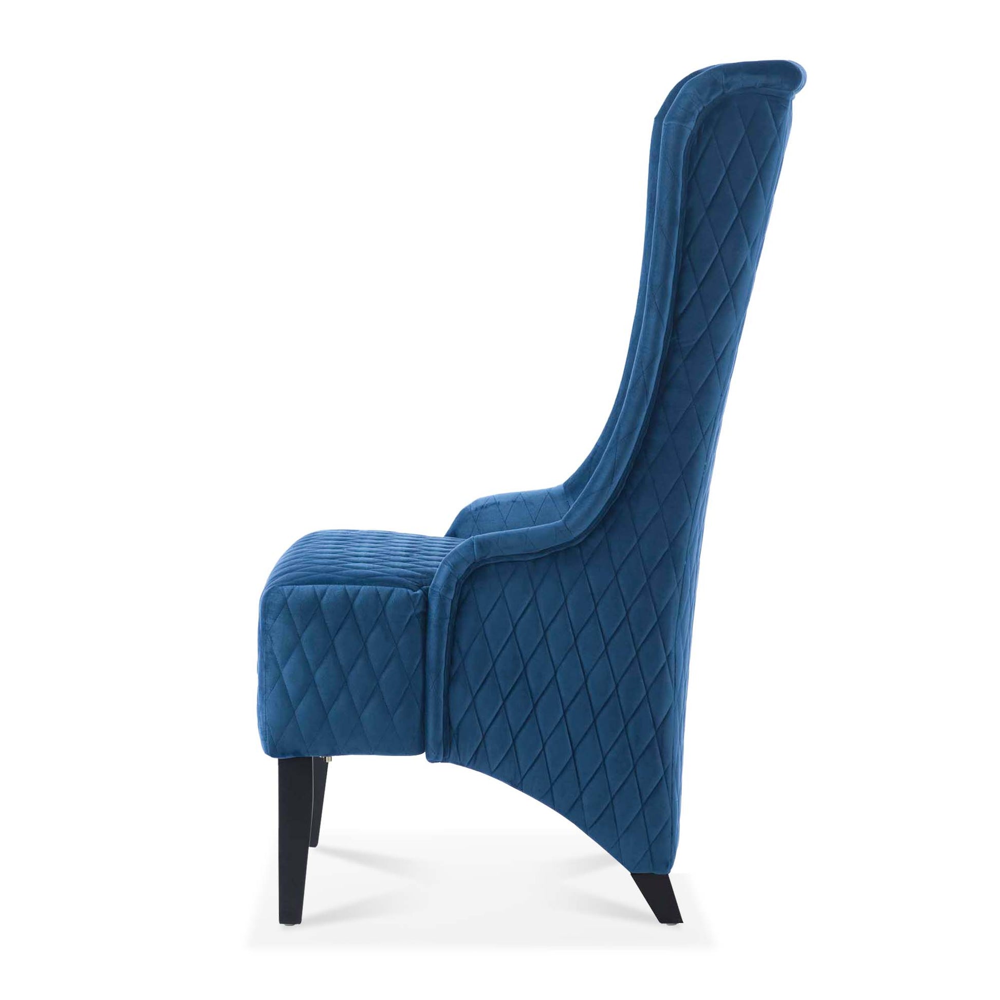 23.03''Wide High Back Velvet Accent Chair, Comfy High Wingback Chair, Living Room Chair With Soft Padded & Wooden Legs, Modern Side Chair For Living Room, Bedroom, Blue Blue Foam Fabric