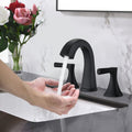 Widespread Bathroom Sink Faucets Two Handle 3 Hole Vanity Bath Faucet With Drain Assembly Matte Black Matte Black Stainless Steel