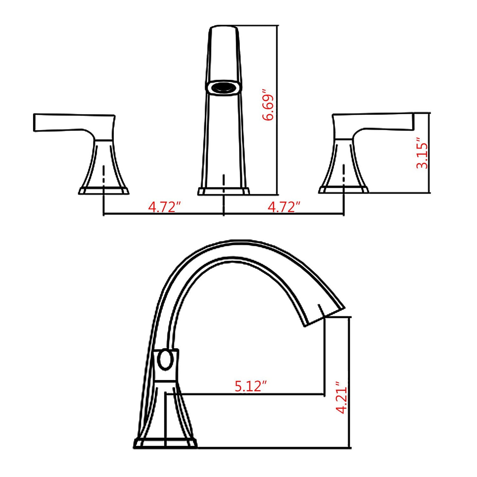 Widespread Bathroom Sink Faucets Two Handle 3 Hole Vanity Bath Faucet With Drain Assembly Matte Black Matte Black Stainless Steel