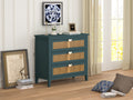 3 Drawer Cabinet,Natural Rattan,American Furniture,Suitable For Bedroom, Living Room, Study Green Mdf