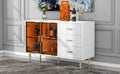 Modern Sideboard MDF Buffet Cabinet Marble white-mdf+glass