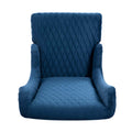 23.03''Wide High Back Velvet Accent Chair, Comfy High Wingback Chair, Living Room Chair With Soft Padded & Wooden Legs, Modern Side Chair For Living Room, Bedroom, Blue Blue Foam Fabric