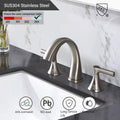 Widespread Bathroom Sink Faucets Two Handle 3 Hole Vanity Bath Faucet With Drain Assembly Brushed Nickel Brushed Nickel Stainless Steel