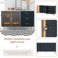 Modern Sideboard MDF Buffet Cabinet Marble navy blue-mdf+glass