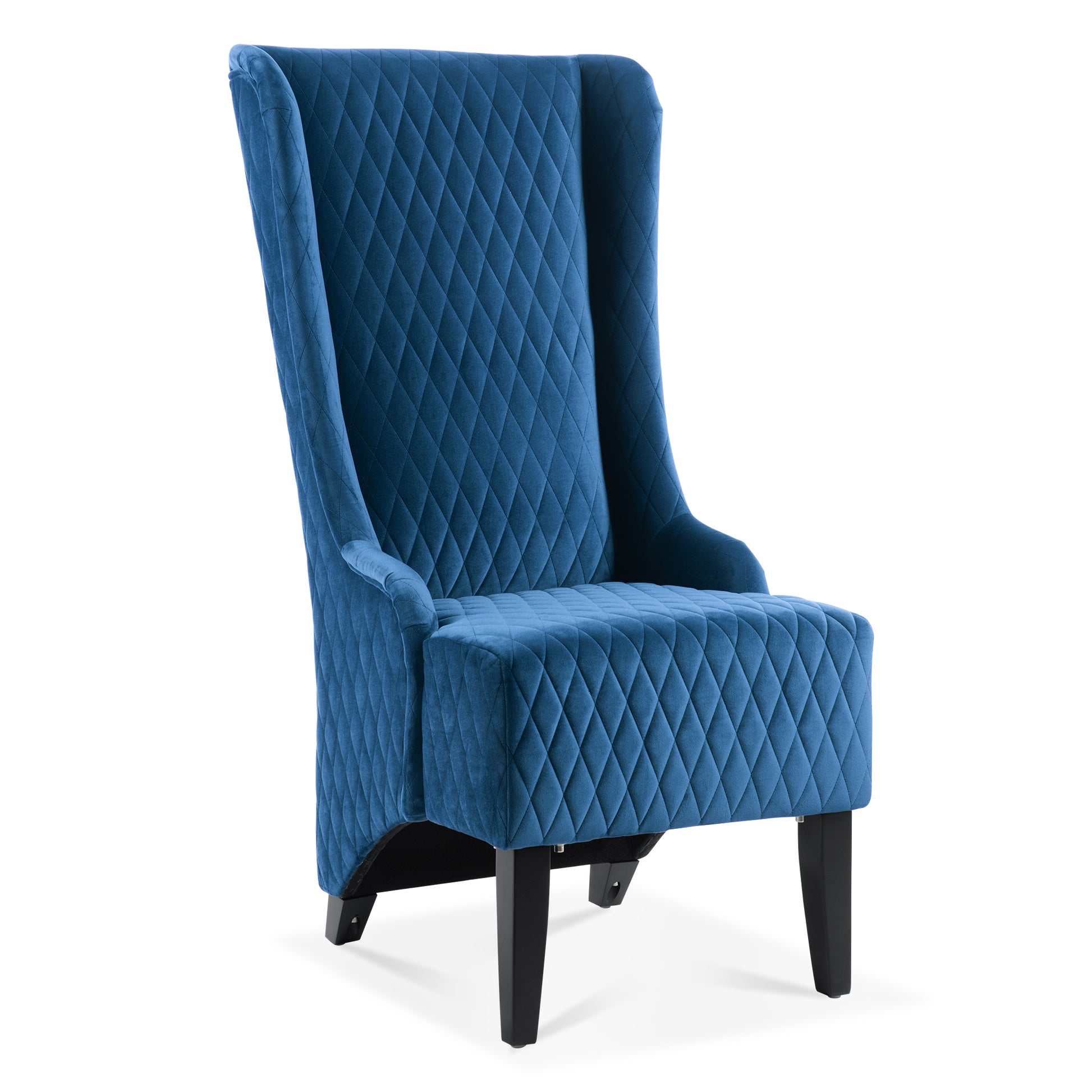 23.03''Wide High Back Velvet Accent Chair, Comfy High Wingback Chair, Living Room Chair With Soft Padded & Wooden Legs, Modern Side Chair For Living Room, Bedroom, Blue Blue Foam Fabric