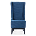 23.03''Wide High Back Velvet Accent Chair, Comfy High Wingback Chair, Living Room Chair With Soft Padded & Wooden Legs, Modern Side Chair For Living Room, Bedroom, Blue Blue Foam Fabric