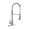 21 Inch Commercial Kitchen Faucet With Dual Function Pull Down Sprayhead In Brushed Nickel Finish, Stainless Steel Brushed Nickel Stainless Steel